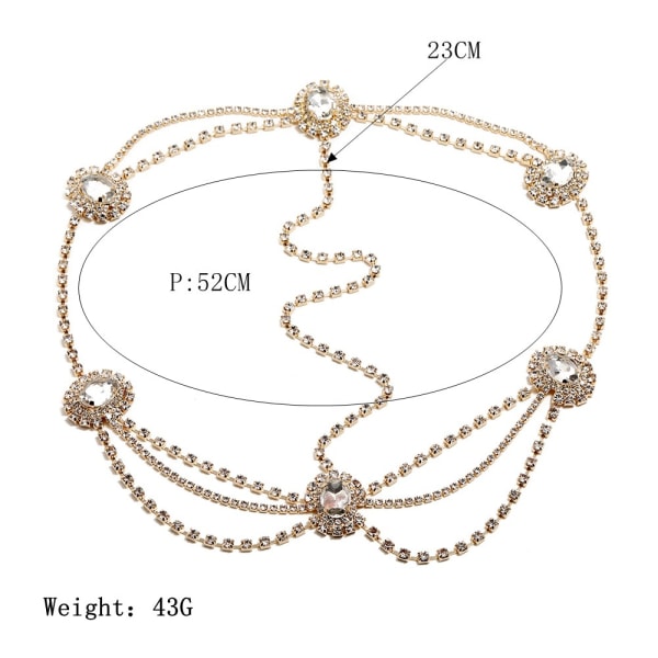 Fashion Crystal Head Chain Elegant Multi-Layer Bride bryllupshårtilbehør Gold