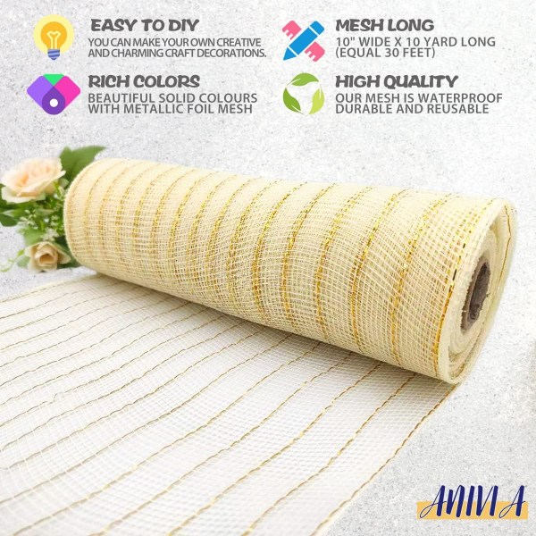 Deco Mesh Band, 10 tum x 30 fot varje rulle Metalliskt mesh