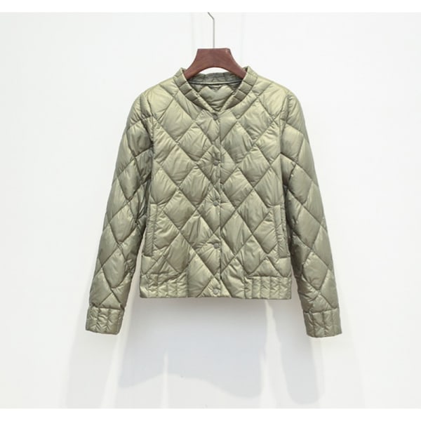 Kvinnor V-ringad Vit Duck Dunjacka Vinter Kvinnlig Dunrock light green XL