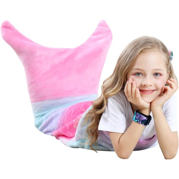 Sjöjungfrufilt för barn Flickor Fin Snuggle Filt Glittrande