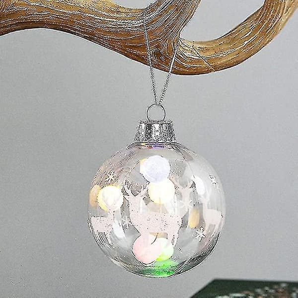 12 stk. jul transparent kule, fyllbar sfærepynt til juletre silver