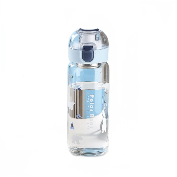 420 ML enkel flip-top glaskopp, bärbar blomtekopp, Blue