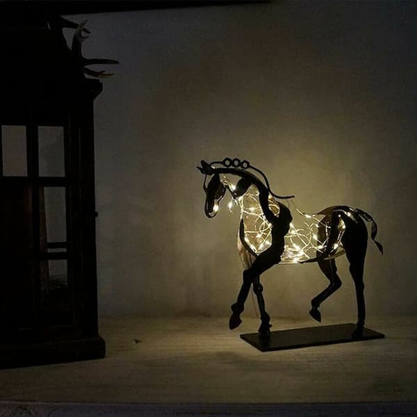 Metall Hest Skulptur Adonis Ornament Dekorasjon, 3D Håndlaget Ope