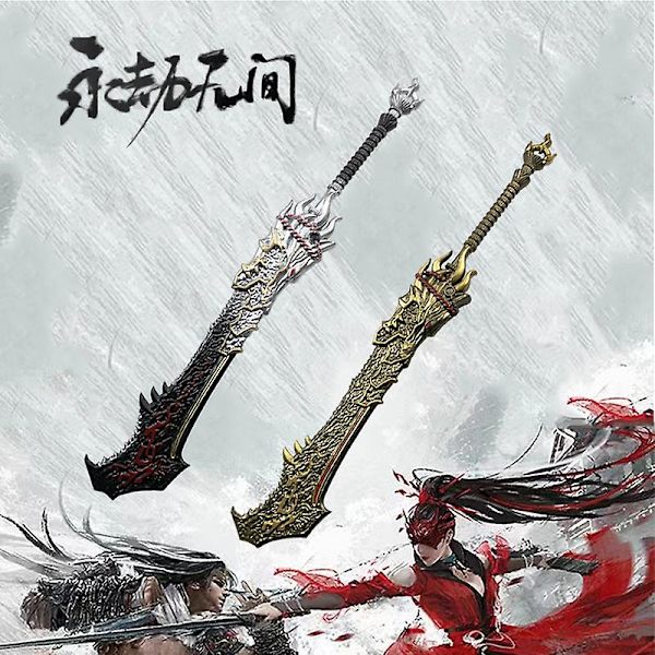 Peli Naraka Bladepoint Sword Cosplay Wolf Lord Broadblade 1:1 Cosplay Turvallisuus Pu Ase Halloween Roolipeli Lelu 100 cm 100cm Black