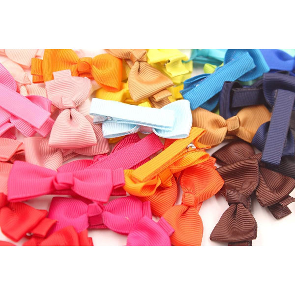40-pak 2 tommer Grosgrain Bånd Alligator Hårklemmer til Baby Gi