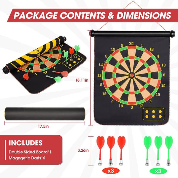 #Kraftfuld Dobbeltsidet Magnet 15'' Dartbræt Sæt med 6 stk. Pile#