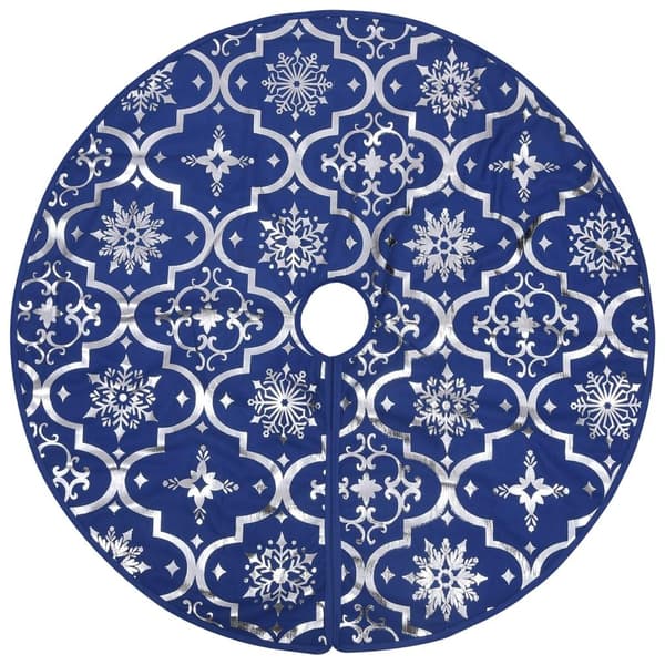 vidaXL Julgranskrage lyxig med blå strumpa 90 cm tyg blue