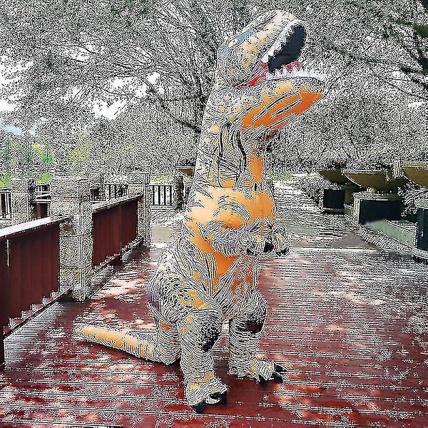 Barn Vuxen Dinosaur Uppblåsbara Cosplay Kostymer T-rex Anime Tecknad Festklänning Kostymer Halloween Kostym För Man Kvinna brown Fit Height 120-145cm