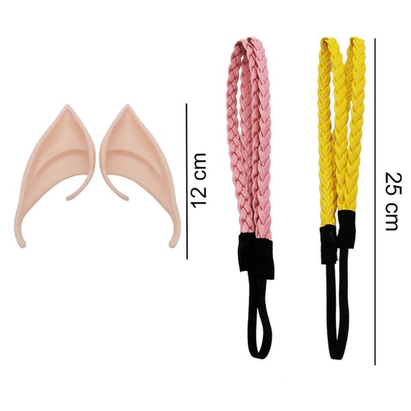 Latex Elverøre Pixie Udklædningskostume Blød Blonde Goblin Fe Pink+yellow
