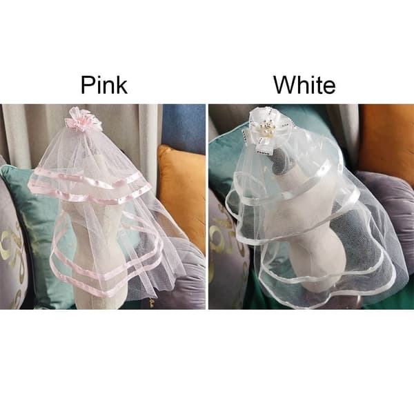 Pet Bröllopsslöja Hundslöja ROSA pink