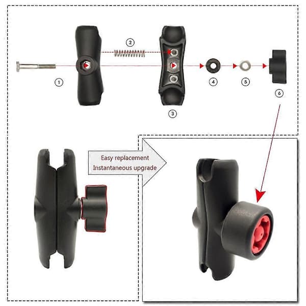 Ram Mount 5.91in Dobbelt Fatningsarm til 1' Kuglebase Motorcykel Telefonholder