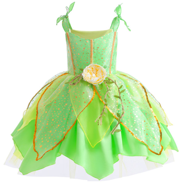 Halloween Elf Girls Green Fairy Dress Julklänning 100CM