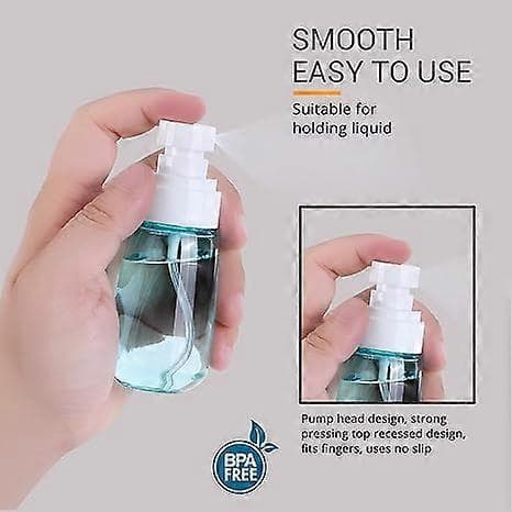 2-pack Små Sprayflaskor Resestorlek 2oz/60ml - Fina Dimma Mini Tomma Sprayflaskor - Läckagesäkra - för Ansiktsvatten, Ansikts- & Hårspray