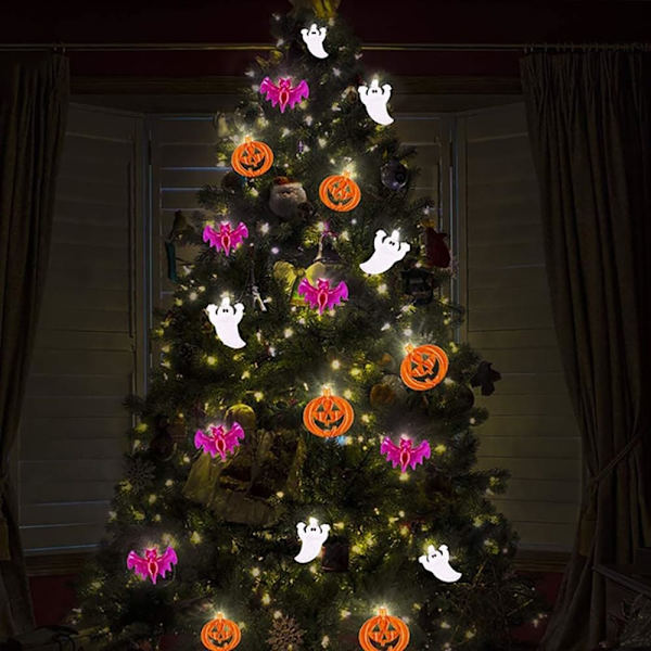 Halloween 3D Gresskar Flaggermus Lyslenke - 20 LED batteridrevet