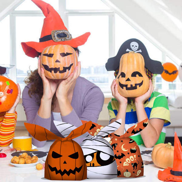 Halloween-karkkipussit Kurpitsa Lepakko Välipala Keksi Lahjapussi Karkki vai kepponen Lasten suosikit Halloween-juhlakoristeet Tarvikkeet null - C