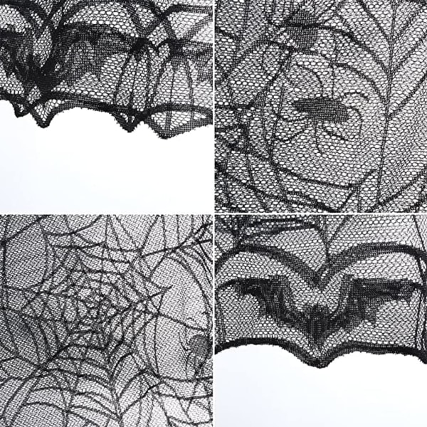 Halloween Dekoration Spets Spider Web Skeleton Skull Bordsduk