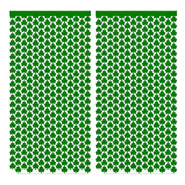 St.Patrick Day Shamrock Glitter Folie Fringe Gardiner - 2 stk