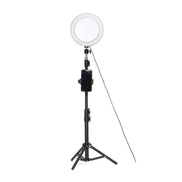 Ring Light Selfie Lampe LED med Speil + Fjernkontroll Stativ black
