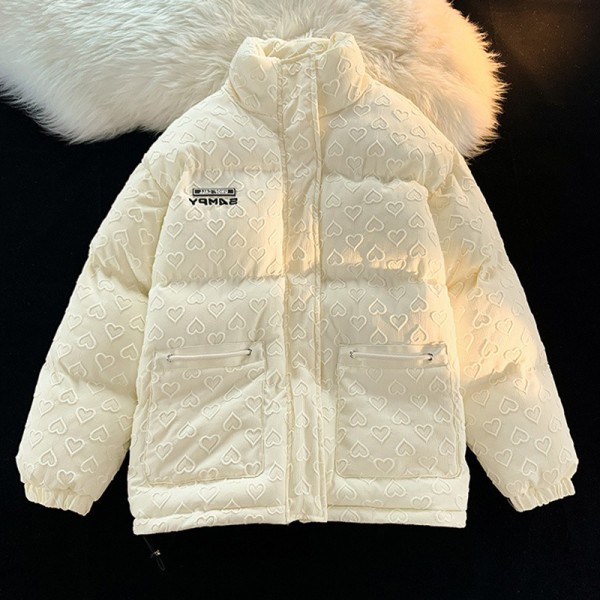 Multi Functional Pocket Zipper Thicken Bread Dunjackor Milky white S