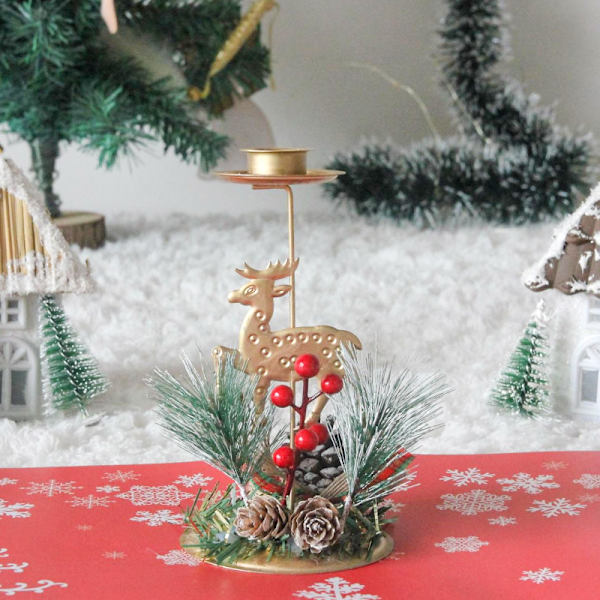 Jul gyllene ljusstake snöflinga femuddig stjärna prydnad