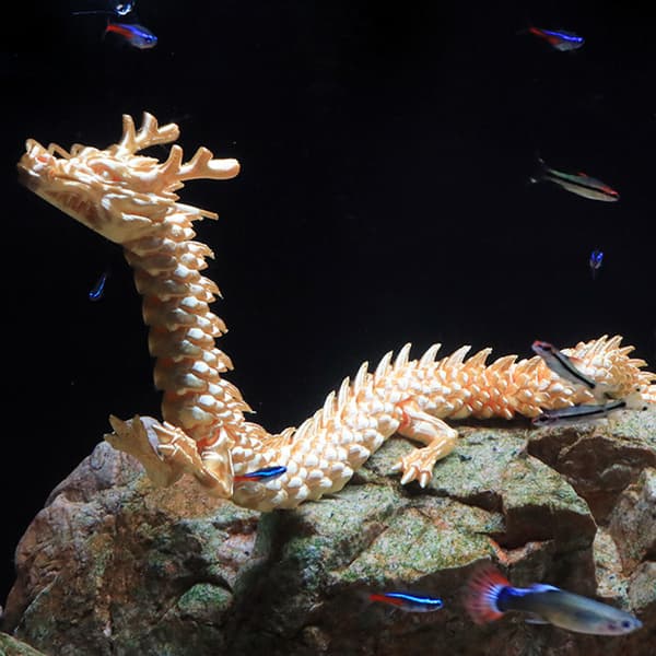 3D- printed artikulerad Dragon Fish Tank landskapsarkitekturdekoration E 45CM