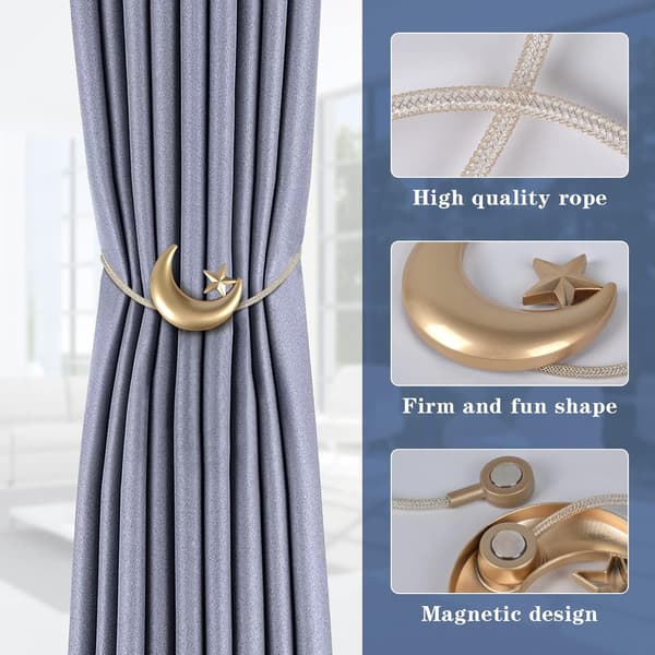 #2 x Magnetiske Metal Gardinholdere - Guld til Hjemmeindretning, Kontor#
