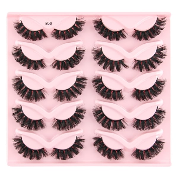 alvfransar Naturligt utseende Wispy Cat-Eye Ögonfransar 3D lösögonfransar Fluffy-Soft 10 Par Faux Mink Fake Lashes Sets H