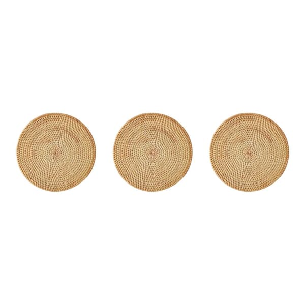 1/2/3/5 Rattan Dækkeserviet til Kreativ Tyk Khaki Bladformet Light Brown 20x2cm 3Set