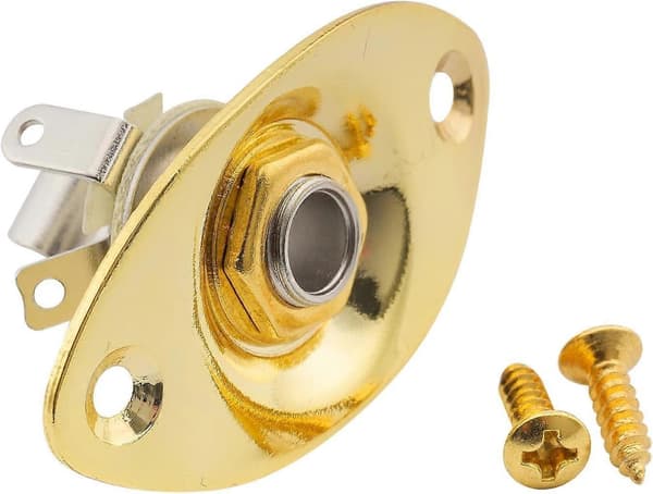 3 stk. 1/4\" oval guitarindgangsstik udgangsplade jackplate-fatning til Fender Strat Tele, guld, sølv, sort