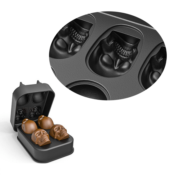 3D Skull Ice Cube Molds, Svart BPA fri Silikon Ice Cubes Form style 2