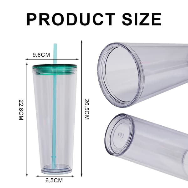 750ml dubbellagers plastmugg, genomskinlig dryckesmugg med lock Army green