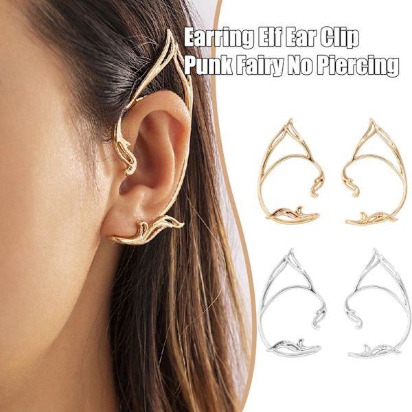 Halloween Goth Øre Cuff Ørering Elf Ear Clip Punk Fairy No Pierc B-right One-size