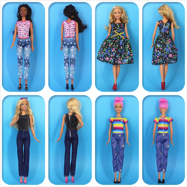 10 stycken 28cm Barbie docka kläder Mode pälströja coa E