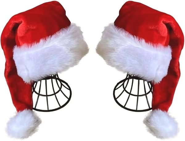 Black Hat - Adults Deluxe Black And White Xmas Christmas Hat Pack 2 st