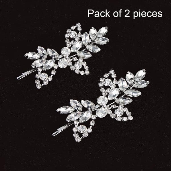 Rhinestone Brudhårklämmor Blad Bröllop Hårnålsbrud