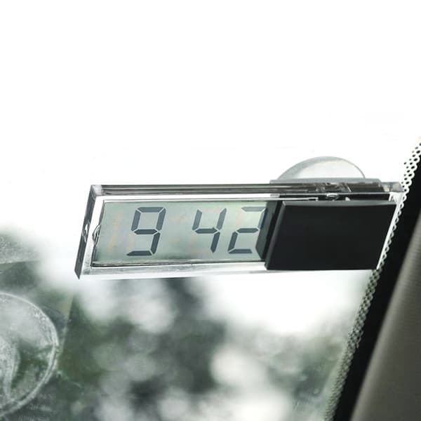 Mini Bil Digitalt Ur Auto Ur / Automotive Termometer med Sugekop null - A