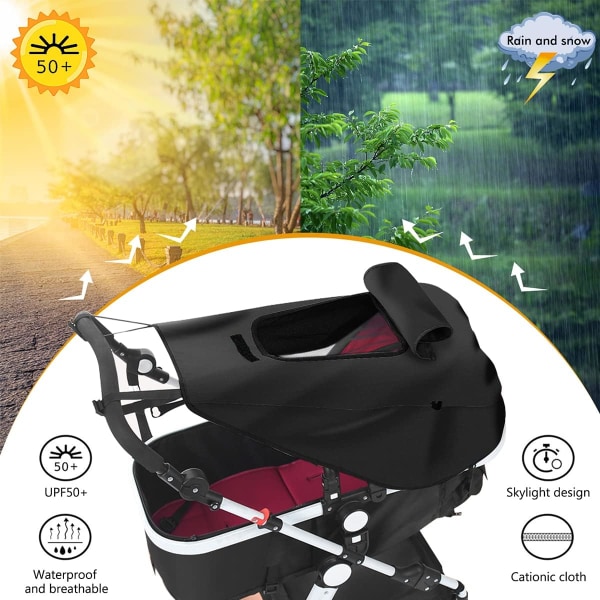 UV 50+ Protected Stroller Shade Segel: Universal dammtät, vindpr