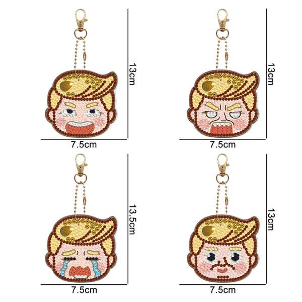 #4-pack diamantmålade nyckelringar med seriefigurer#