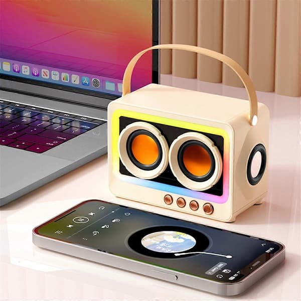 Bærbar Bluetooth-høyttaler Musikk Trådløs Radio FM Mini Doble Høyttalere Bluetooth Lyd Hvit
