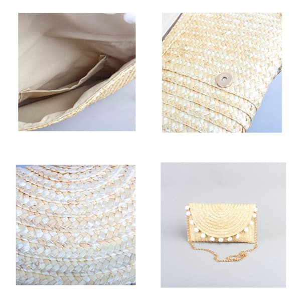 Casual Kuvert Halm Clutch Sommar Vävd Handväska Plånbok för Vänner