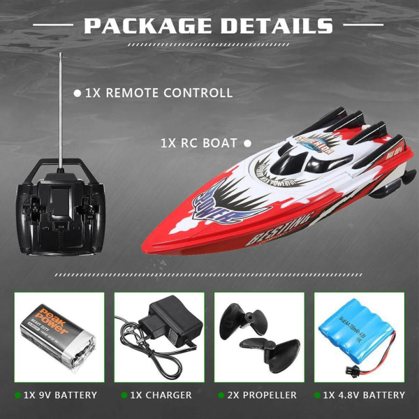 Rc Boat 30 Km/h High Speed Racing Uppladdningsbara batterier Remot red one-size
