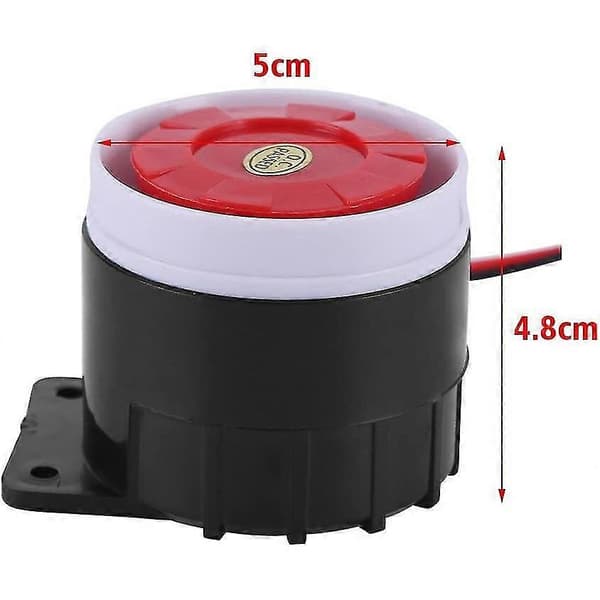 Mini alarmsirene til huset, plast/metal, 110 Db, sort/rød