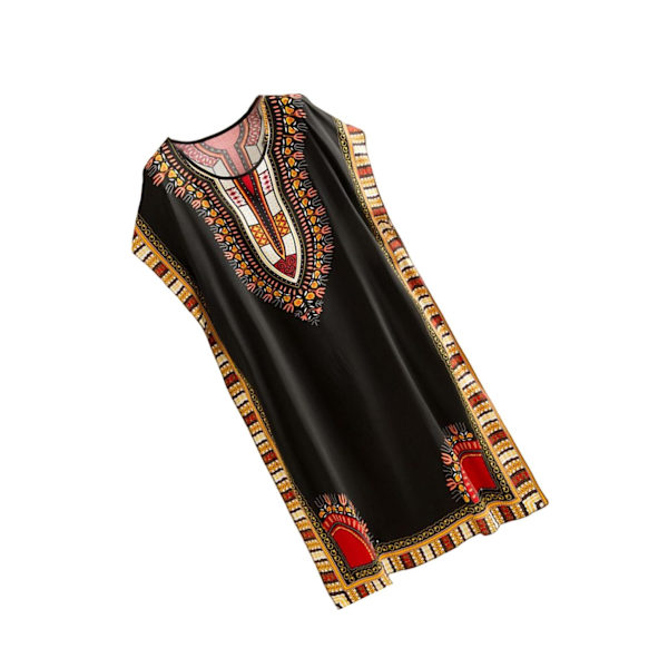 Dammode strandlovsklänning Boho Elegant etnisk klänning Black