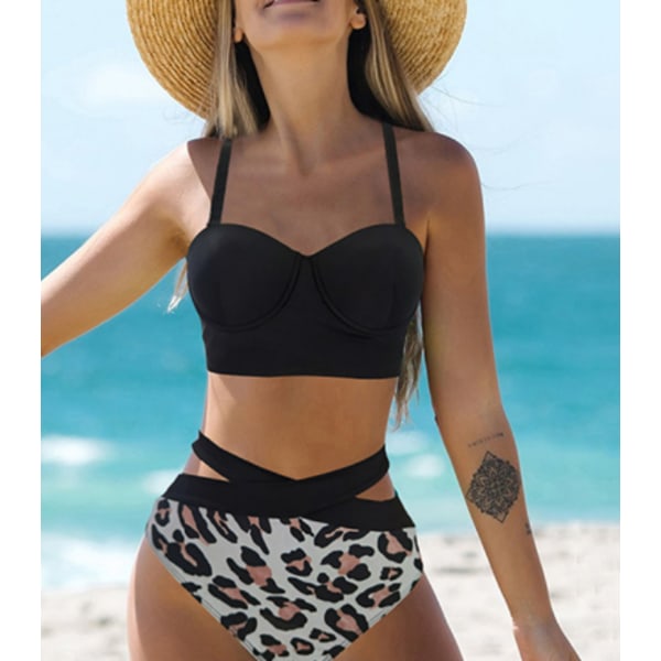 Dam Vintage addräkt Tvådelad Retro High Waist ikini Set B M