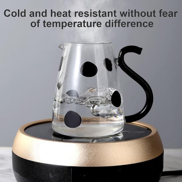 550ml/ Transparent glas Härlig koformad vattenkokare med tecknad vattenkopp 1800ml
