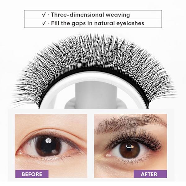 3 Leaf Clover Transplanting Ögonfransar Fluffiga Wispy självhäftande fransar för kvinnor Daglig ögonmakeup mix warpage d 0.07