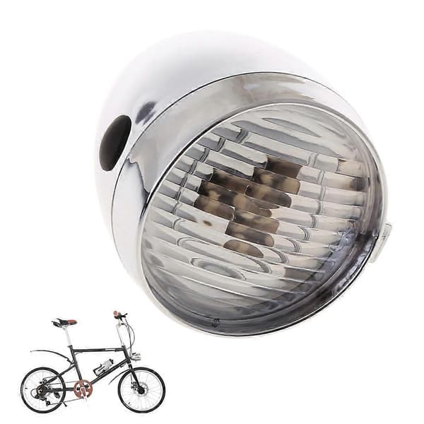 Klassisk retro strømlinjeformet sykkelhovedlys supersterk LED metallkrom B