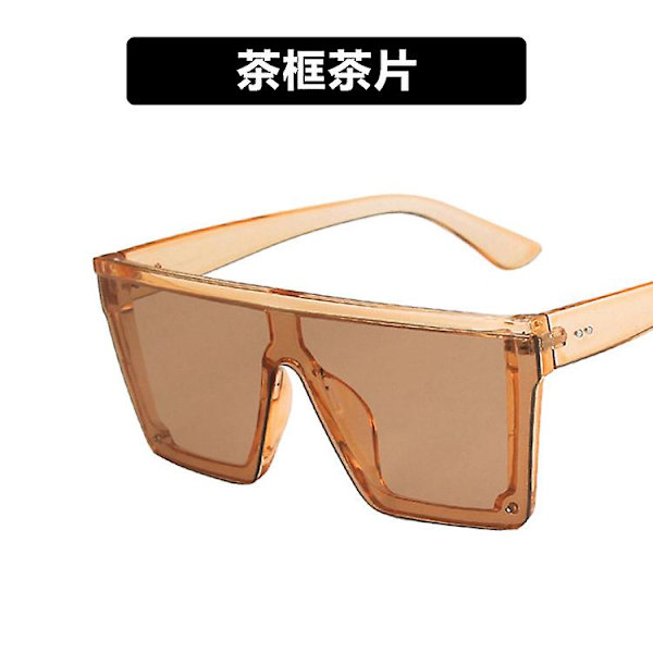 Nya trenden Stora Bågar OnePiece Uv400 Solglasögon Street Shooting Man/Kvinna Solglasögon Retro Light Brown