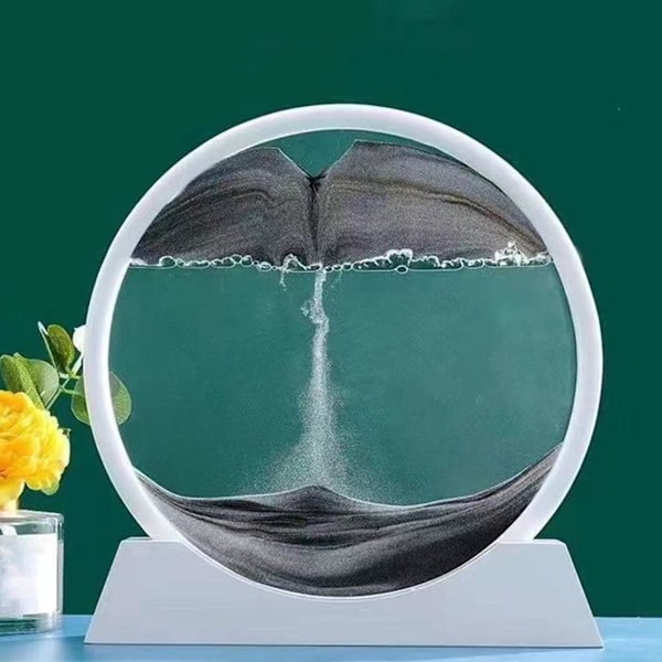 CZQIKEDA Moving Sand Art Picture Sandscapes, 3D Dynamic Round San blue One-size