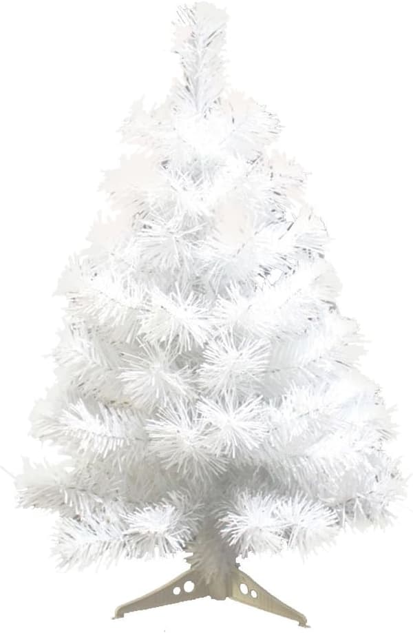 60 cm kunstig julegran med plaststativ juletre til hjemmedekorasjon, jul (hvit)